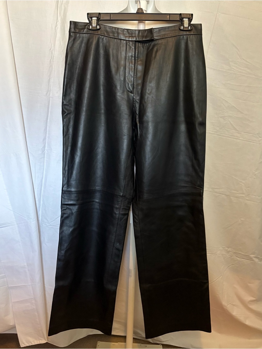 Liz Claiborne Genuine Black Leather Straight-Leg Pants